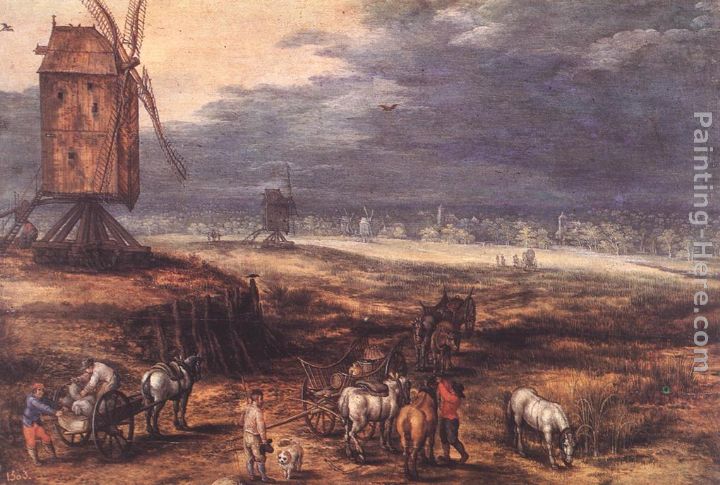 Jan the elder Brueghel Landscape with Windmills